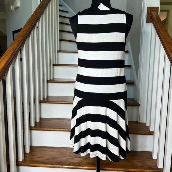 LOFT Black and White Striped Swing Tank Dress - Picture 3 of 6